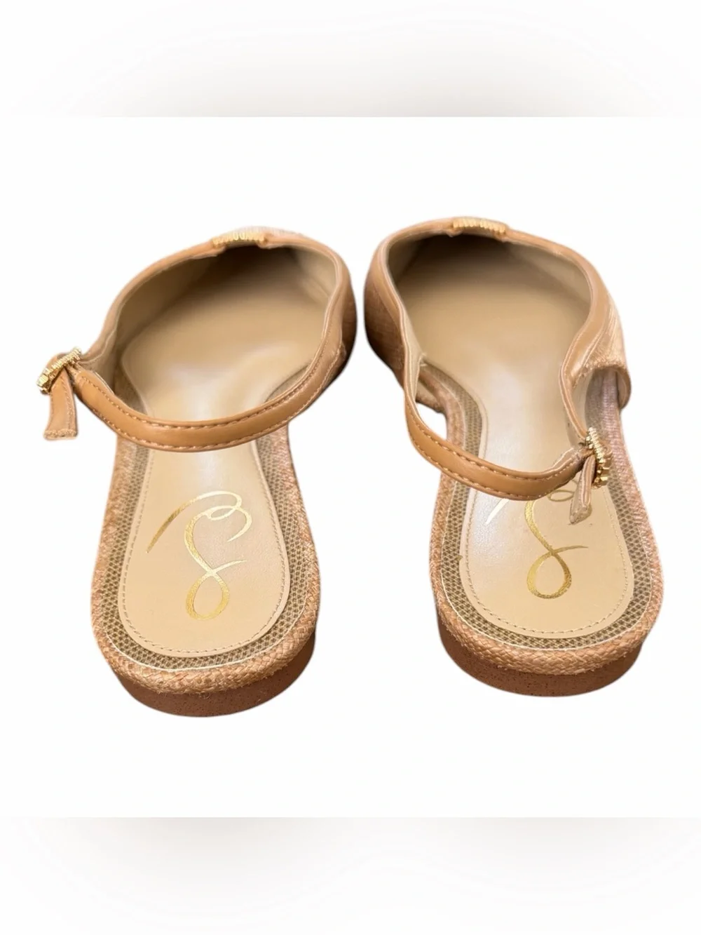 Sam Edelman Tan Woven Pointed Slingback Flats with Gold Hardware - Picture 5 of 6
